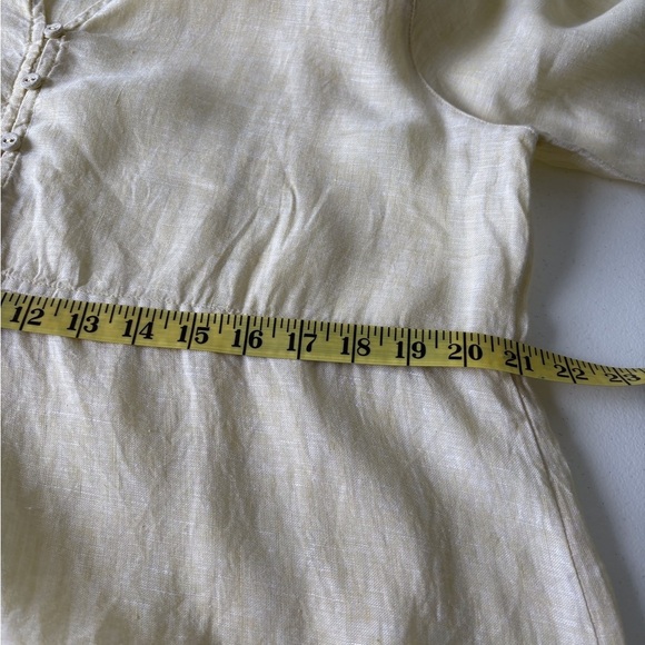 Sigrid Olsen 100% Linen Pale Yellow Size L V Neck Beach Swim Cover Up Pool - Picture 10 of 11